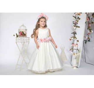 Extensible & adjustable long girls’ dress Princess Floria with flower cord