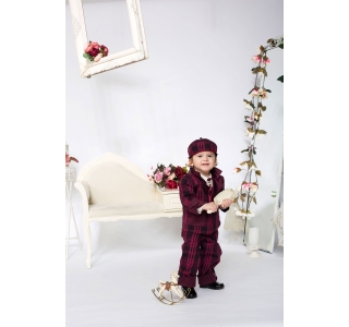 Extensible and reversible boys coat with check pattern Anthony